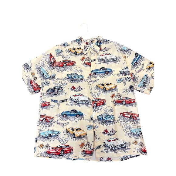 Reyn Spooner Car show Chevy Corvette Car Men's Hawaiian Shirt XXL - Picture 1 of 5